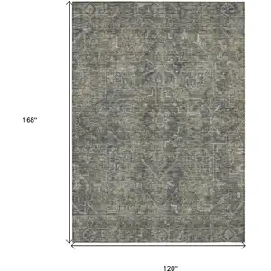 Photo of Brown and Black Oriental Washable Non Skid Indoor Outdoor Area Rug