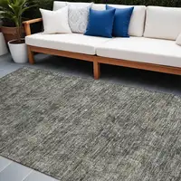 Photo of Brown and Black Oriental Washable Non Skid Indoor Outdoor Area Rug