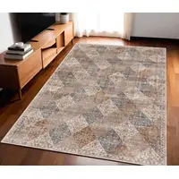 Photo of Brown and Blue Floral Distressed Area Rug