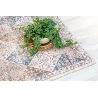 Photo of Brown and Blue Floral Distressed Area Rug