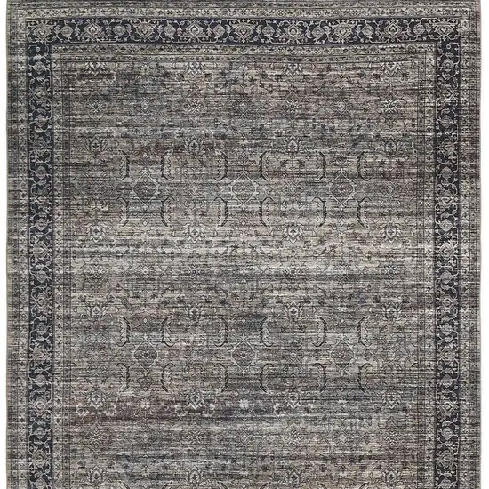 Brown and Blue Oriental Printed Distressed Area Rug Photo 6