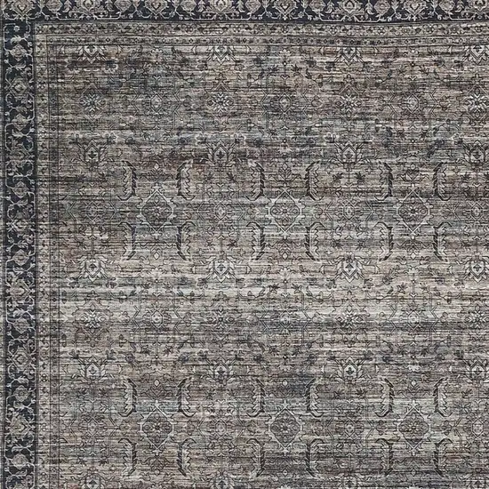 Brown and Blue Oriental Printed Distressed Area Rug Photo 5