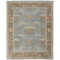 Photo of Brown and Blue Wool Oriental Hand Knotted Area Rug