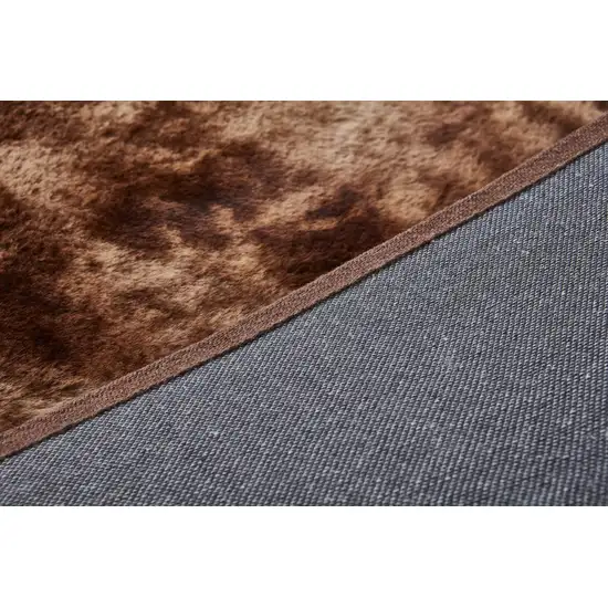 Brown and Bronze Faux Fur Shag Non Skid Area Rug Photo 8