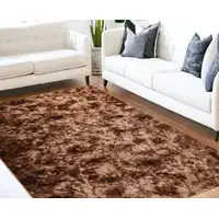 Photo of Brown and Bronze Faux Fur Shag Non Skid Area Rug