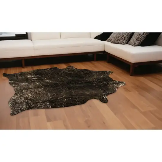 Brown and Bronze Genuuine Cowhide Hand Knotted Area Rug Photo 1