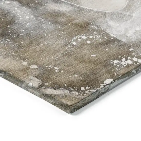 Brown and Gray Abstract Washable Non Skid Indoor Outdoor Area Rug Photo 5