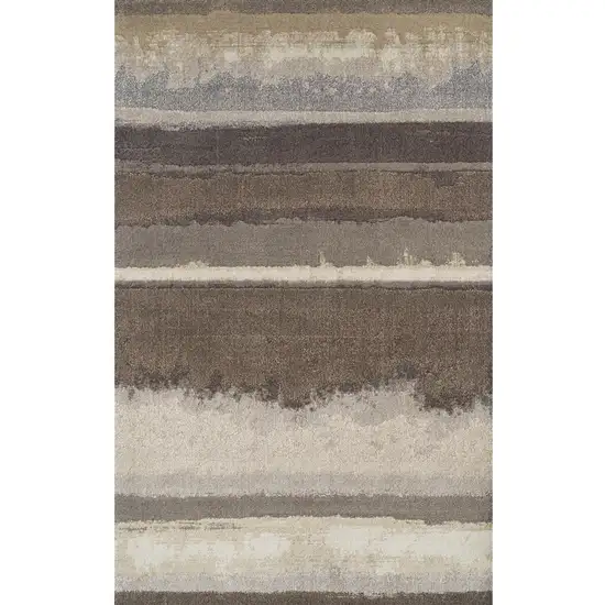 Brown and Ivory Abstract Area Rug Photo 2