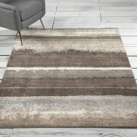 Brown and Ivory Abstract Area Rug Photo 2