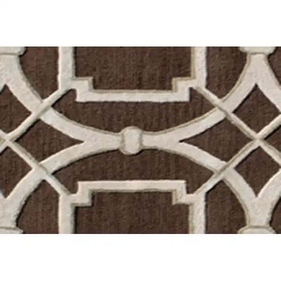 Brown and Ivory Abstract Geometric Hand Tufted Non Skid Area Rug Photo 7