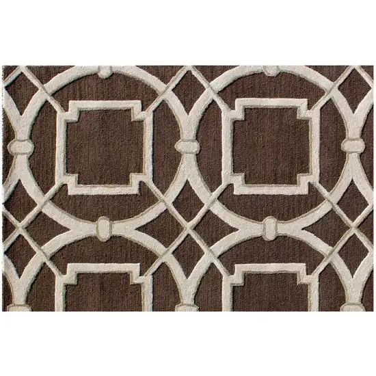 Brown and Ivory Abstract Geometric Hand Tufted Non Skid Area Rug Photo 5