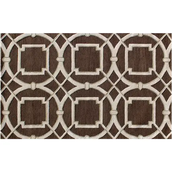 Brown and Ivory Abstract Geometric Hand Tufted Non Skid Area Rug Photo 2