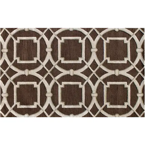 Brown and Ivory Abstract Geometric Hand Tufted Non Skid Area Rug Photo 6