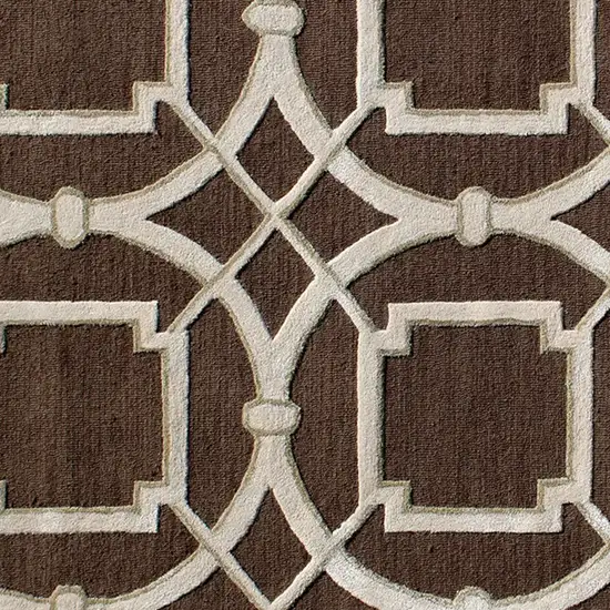 Brown and Ivory Abstract Geometric Hand Tufted Non Skid Area Rug Photo 8