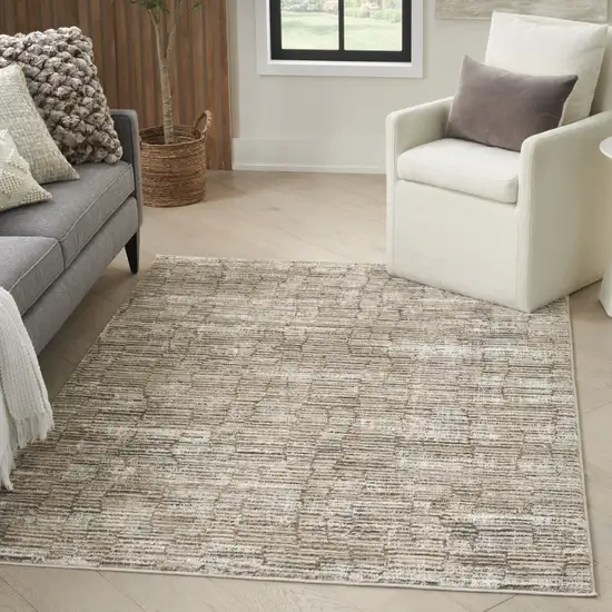 Brown and Ivory Abstract Non Skid Area Rug Photo 9