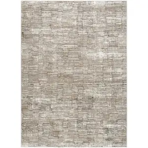 Photo of Brown and Ivory Abstract Non Skid Area Rug