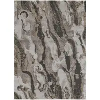 Photo of Brown and Ivory Abstract Power Loom Distressed Area Rug