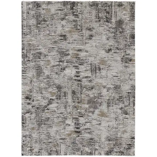 Brown and Ivory Abstract Power Loom Distressed Area Rug Photo 4