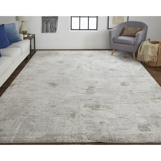 Brown and Ivory Abstract Power Loom Distressed Area Rug Photo 6