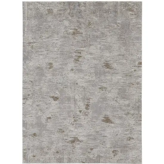 Brown and Ivory Abstract Power Loom Distressed Area Rug Photo 2