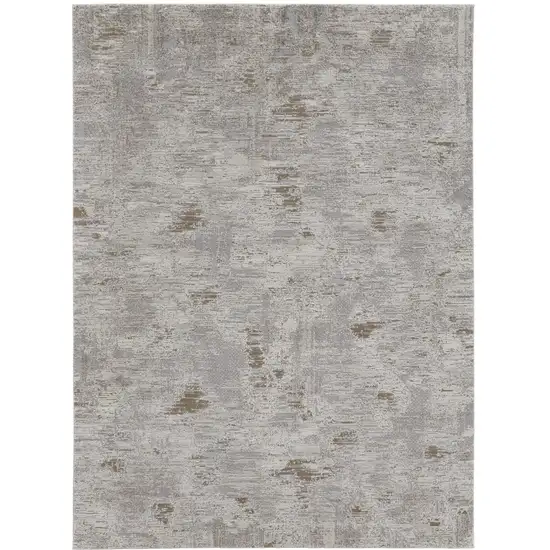 Brown and Ivory Abstract Power Loom Distressed Area Rug Photo 4