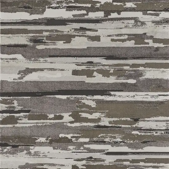 Brown and Ivory Abstract Power Loom Distressed Area Rug Photo 7