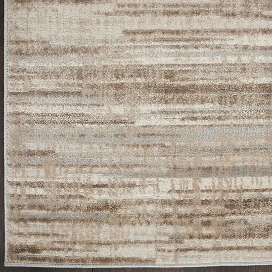 Brown and Ivory Abstract Power Loom Runner Rug Photo 4