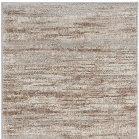 Brown and Ivory Abstract Power Loom Runner Rug Photo 5