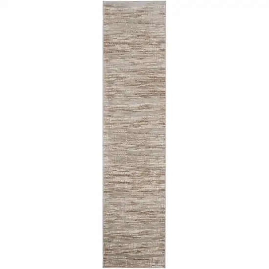 Brown and Ivory Abstract Power Loom Runner Rug Photo 2