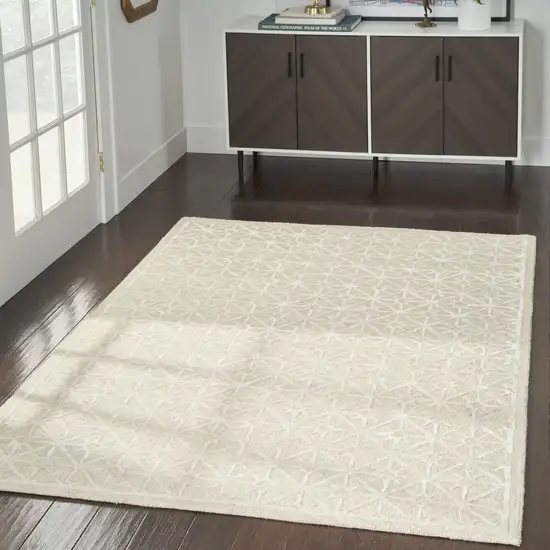 Brown and Ivory Geometric Hand Tufted Area Rug Photo 6