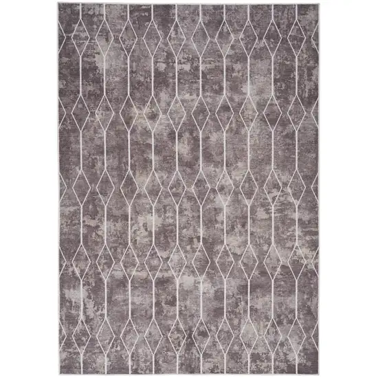 Brown and Ivory Geometric Power Loom Washable Area Rug Photo 1