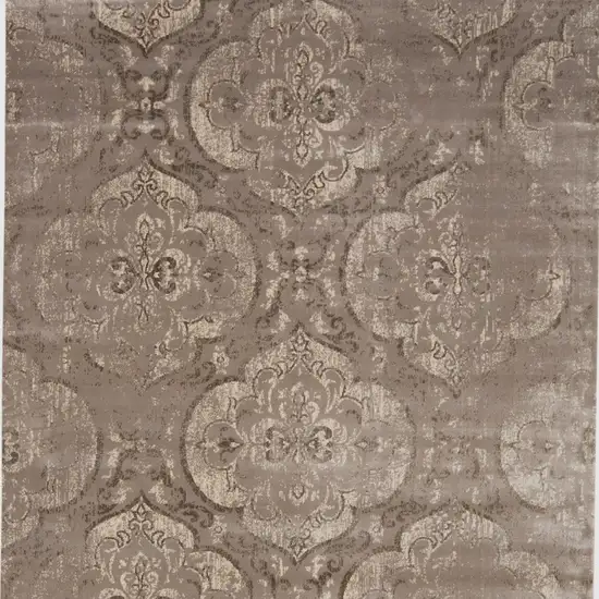 Brown and Ivory Ikat Power Loom Area Rug Photo 5