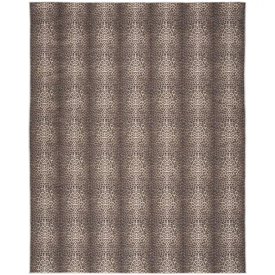 Brown and Ivory Leopard Print Power Loom Washable Non Skid Area Rug Photo 1