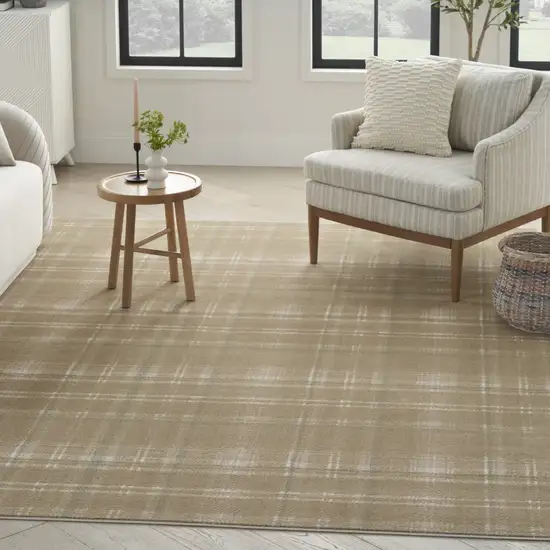 Brown and Ivory Plaid Non Skid Area Rug Photo 9