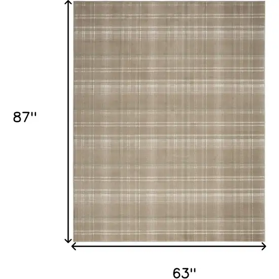 Brown and Ivory Plaid Non Skid Area Rug Photo 3