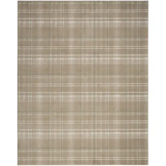 Brown and Ivory Plaid Non Skid Area Rug Photo 2