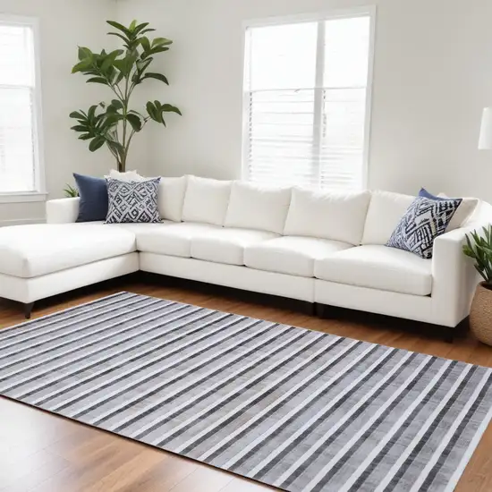 Brown and Ivory Striped Hand Loomed Area Rug Photo 2