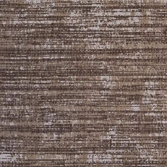 Brown and Ivory Striped Stain Resistant Indoor Outdoor Area Rug Photo 7