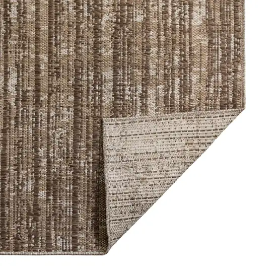 Brown and Ivory Striped Stain Resistant Indoor Outdoor Area Rug Photo 4