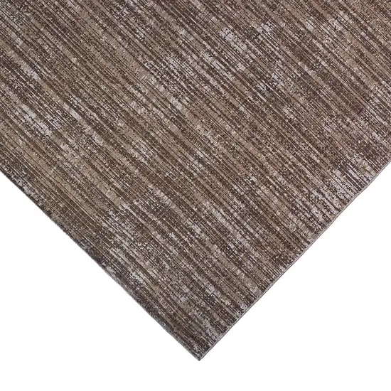 Brown and Ivory Striped Stain Resistant Indoor Outdoor Area Rug Photo 3