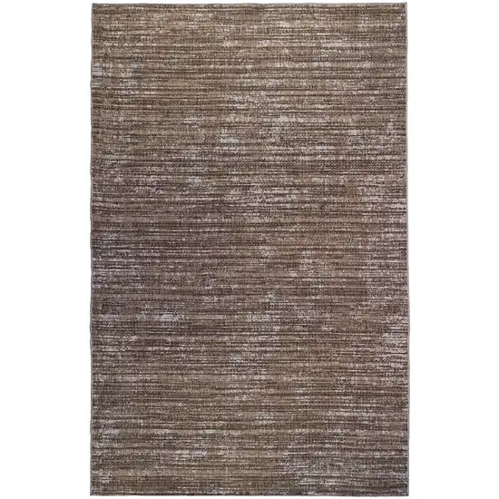 Brown and Ivory Striped Stain Resistant Indoor Outdoor Area Rug Photo 2