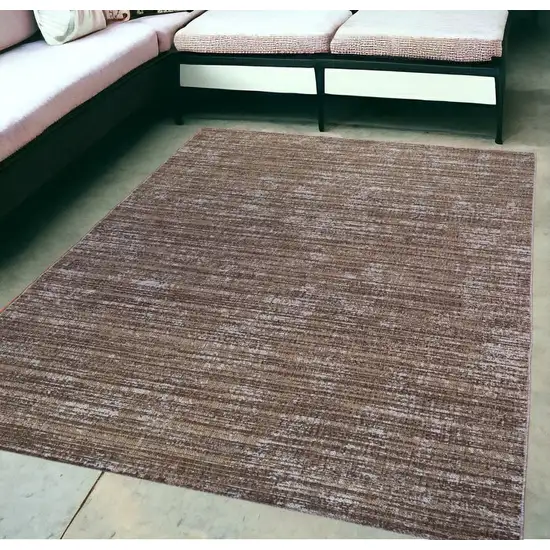 Brown and Ivory Striped Stain Resistant Indoor Outdoor Area Rug Photo 1