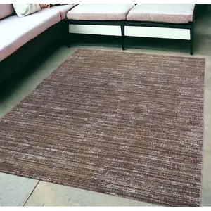 Photo of Brown and Ivory Striped Stain Resistant Indoor Outdoor Area Rug