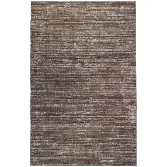 Brown and Ivory Striped Stain Resistant Indoor Outdoor Area Rug Photo 2