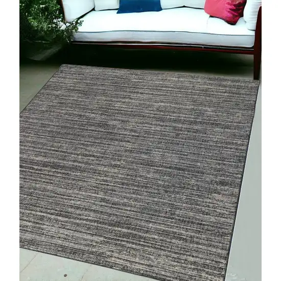 Brown and Ivory Striped Stain Resistant Indoor Outdoor Area Rug Photo 1