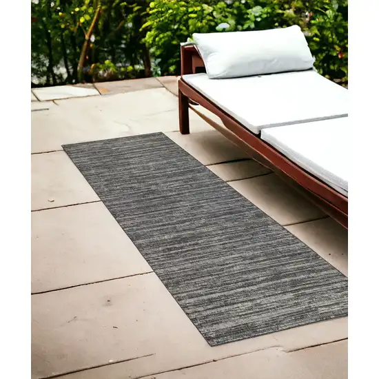 Brown and Ivory Striped Stain Resistant Indoor Outdoor Runner Rug Photo 1