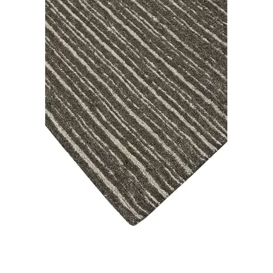 Brown and Ivory Wool Striped Hand Tufted Area Rug Photo 4