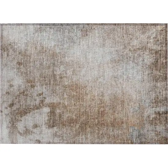 Brown and Off White Abstract Washable Non Skid Area Rug With UV Protection Photo 2