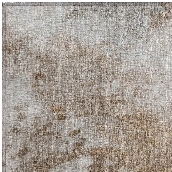 Brown and Off White Abstract Washable Non Skid Area Rug With UV Protection Photo 7