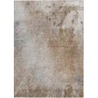 Photo of Brown and Off White Abstract Washable Non Skid Indoor Outdoor Area Rug